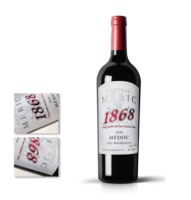 Lámina de oro personalizada en relieve adhesivo impermeable Etiqueta Privada botella de vino de impresión Rosa Etiqueta de vino tinto