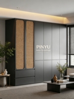 Armadio a Soffitto in Legno Composito Tonalità Scuro con Porta in Vetro con Telaio Nero e Striscia LED Interna Integrata