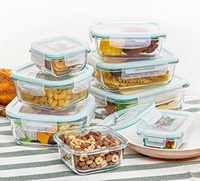 Boîtes de conservation alimentaire en verre pour préparation de repas, hermétiques, type bento, pour collations et déjeuner, avec couvercles verrouillables anti-fuite