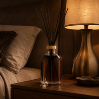 Bouteille en verre vide transparente ronde pour diffuseur de parfum 50ml 250ml 500ml 1000ml avec bâtonnets en rotin, logo personnalisé, vente en gros