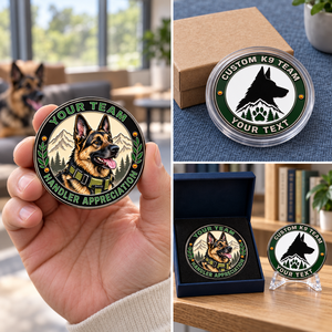 Custom K9 Dog Challenge Coins Black Nickel Tone Personalized Team Recognition Handler Appreciation Commemorative Gifts - Product Image 2