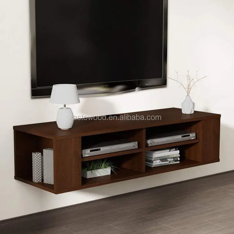 wooden MFC Wall Mounted TV Stand with CD/DVD Storage Unit