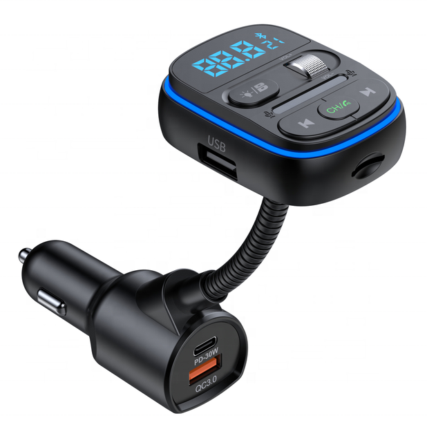 AGETUNR T77 araç kiti Bluetooth fm verici mp3 çalar U disk/mikro SD kart müzik çalma ışıkları bas EQ çağrı 30W PD ses kontrolü