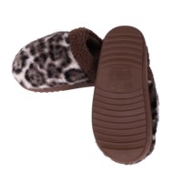 Pantoufles pour femmes Paul Frank en gros, imprimé léopard, en fausse fourrure de lapin douce et moelleuse, à bout fermé, chaudes pour l'hiver, à enfiler, pour l'intérieur