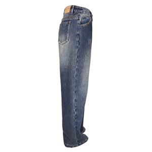 Jeans droits à jambes larges taille haute 100% coton <span class=keywords><strong>pour</strong></span> femmes, style streetwear Y2K |   <span class=keywords><strong>Jean</strong></span> délavé moyen avec détails rivetés <span class=keywords><strong>pour</strong></span> <span class=keywords><strong>femme</strong></span>, idéal <span class=keywords><strong>pour</strong></span> les trajets quotidiens - Product Image 5