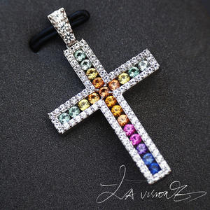 Colgante de la serie Counterattack de aleación vintage con incrustaciones de plata 925, corindón y cristal de diamantes de imitación - Product Image 2