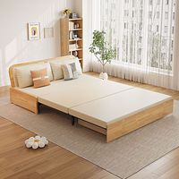 Canapé-lit pliant moderne avec rangement escamotable, structure en bois massif, 2 places, pour salon et chambre à coucher