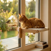 Perchoir de fenêtre pour chat, étagères d'escalade pliables pour chat, hamac de fenêtre pour chat peu encombrant avec ventouses puissantes