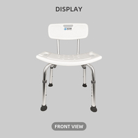 Chaise de douche en alliage d'aluminium avec accoudoirs doubles / Siège large et incurvé équipé d'un support pour douchette pour personnes âgées