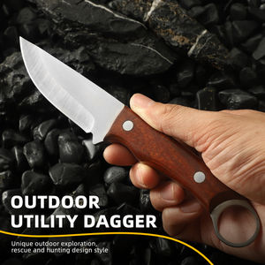 Coltello multiuso in acciaio inox sopravvivenza a lama fissa all'aperto coltello da caccia con manico in legno - Product Image 4