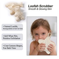 Éponge exfoliante naturelle en loofah écologique pour enfants, exfoliation douce, éponge de bain en forme d'étoile de dessin animé