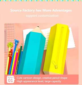 Estuches de lápices escolares de silicona de PVC inusuales directos de fábrica con cremallera - Product Image 5