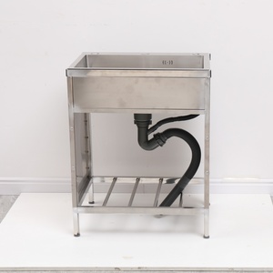 Évier commercial en acier inoxydable sur pied avec panneaux latéraux et étagère de rangement inférieure pour cuisine/<span class=keywords><strong>lave</strong></span>-<span class=keywords><strong>vaisselle</strong></span> - Product Image 6