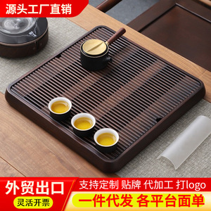 Bandejas de té de bambú y madera al por mayor, mesas de té cuadradas para el hogar con almacenamiento de agua, drenaje y funciones de preparación en seco. - Product Image 6