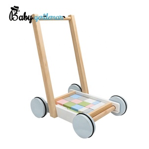 Nuovo arrivo bambini educativi push cart giocattolo girello in legno con blocchi Z13045C - Product Image 1
