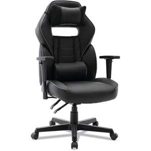 Chaise de jeu ergonomique de style racing Alera, supporte 275 lb, hauteur d'assise 15,91 po, 19,8 po, garniture en PU noir/gris, assise/dossier en métal - Product Image 3
