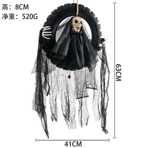 Sabot suspendus pour Halloween, contrôle de la voix, ondulation de crâne, effrayant avec yeux scintillants, accessoires de fête pour maison - Product Image 6