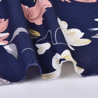 Tissu crêpe 100% polyester floral marine, doux et léger, pour robes et chemisiers