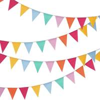 Guirlande de fanions triangulaires ajustables en coton mousseline de 3 mètres pour décorations de fête du Nouvel An - Vente en gros