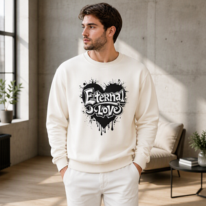 Men's <b>Crewneck</b> Sweatshirt Heart Graphic Long Sleeve Pullover Custom Front Print Knit Hoodie - Product Image 5