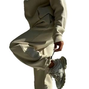 Conjunto Deportivo Casual para Mujer, Sudadera con Media Cremallera y Pantalones Largos hasta el Tobillo, Color Sólido, Manga Larga, Corte Regular - Product Image 3