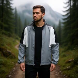 Veste Nike Air DNA pour homme, gris froid, noir, blanc sommet, taille XL, imperméable, fermeture éclair, coupe classique, vêtements de randonnée en plein air - Product Image 2