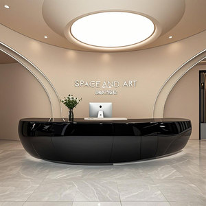 Mostrador de Recepción Comercial de Fibra de Vidrio de Lujo, Diseño Artístico Moderno para Vestíbulo de Villa o Club - Product Image 4