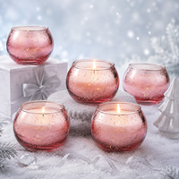 Vase à bougie chauffe-plat en verre mercure rose poudré de qualité supérieure, avec des paillettes dorées, pour un ambiance saisonnière, un mariage, un spa ou comme cadeau