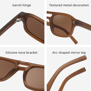 Custom Logo 2026 Vintage Double Bridges Square Sunglasses UV400 Full Rim <b>Shades</b> Rivets <b>Sun</b> Glasses for Men Women - Product Image 6