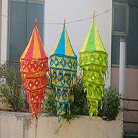 Lot de gros abat-jour décoratif indien en coton fait à la main lanternes en tissu de coton lanternes artisanales pliables décor suspendu