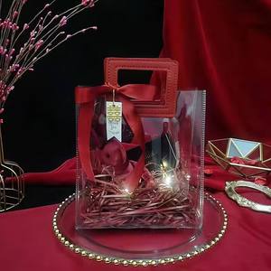 Bolsa de embalaje de plástico transparente INS, bolsa de asas de <span class=keywords><strong>PVC</strong></span> con flores, bolsa de regalo para acompañantes de dulces de boda, venta al por mayor - Product Image 2