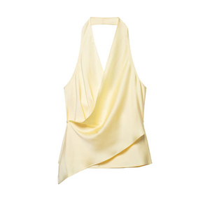 KAR&OT ZA Vêtements pour femmes Nouvelle collection Printemps 2026 : <span class=keywords><strong>Top</strong></span> <span class=keywords><strong>dos</strong></span> <span class=keywords><strong>nu</strong></span> en satin à ourlet asymétrique et col licou 2337051 2337061 - Product Image 2