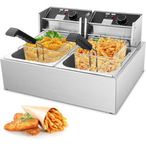 Electric Immersion Deep Fryer Triple Removable Basket Stainless Steel Adjustable <b>Thermostat</b> <b>Control</b> 5.5L Capacity Class Energy - Product Image 1
