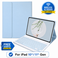 Étui clavier pour iPad 10,2 pouces avec clavier sans fil détachable, fonction veille/réveil automatique, support pour stylet, en PU, violet