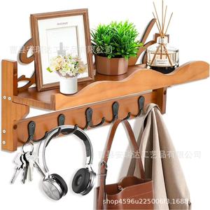 <b>Wooden</b> Wall Mounted Entryway <b>Coat</b> Rack Double Layer <b>Hook</b> Storage Organizer For Bedroom Living Room - Product Image 3