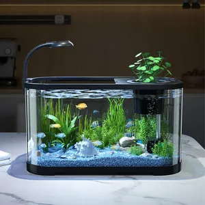 Piccolo silenzioso decorativo acquario acquario Starter Kit in plastica acquario per Betta & animali acquatici chiaro tartaruga ciotola - Product Image 5