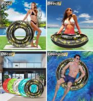 Bouée gonflable anti-chute pour enfants, noire avec paillettes dorées, pour piscine et fêtes estivales à la plage, directement de l'usine