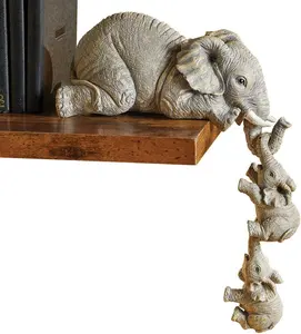 Fabrika toptan fil bakıcısı figürinler reçine koleksiyonları figürler fil bakıcısı reçine figürinler anne ve iki bebek