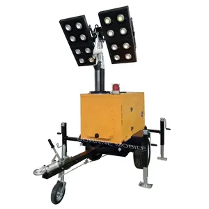 Factory OEM 8m Hydraulic telescopic pole diesel led trailer mobile light tower