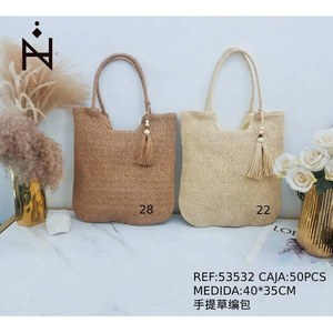 Borsa in carta intrecciata 40x35 cm, borsa tote monocolore da donna - Product Image 2