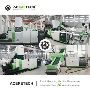 Máquina de pelotização e reciclagem de plástico para resíduos de plástico, acessórios grátis, filme PVB/flocos, granulador de plástico ACS-H1000/140