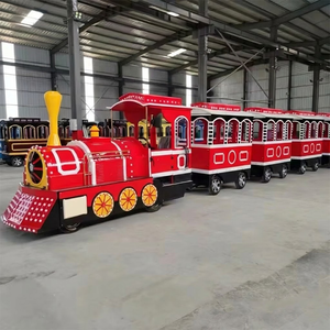 Terrain de jeux extérieur de couleur personnalisée happy train parc d'attractions de noël mini train sans rail pour les enfants à monter pour le centre commercial - Product Image 1