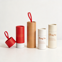 Tube en papier personnalisé avec logo imprimé pour emballage de produits de soin personnel (parfum, déodorant, baume, shampoing, dentifrice) avec poignée en ruban