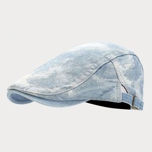 Béret tendance 2024 pour femmes et hommes, casquette en denim tie-dye, chapeau Ivy - Product Image 6