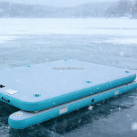 Hailebao Plateforme flottante gonflable portable en PVC pour sports nautiques 300x200x15cm, en tissu Drop-stitch, pour ponton, bateau de pêche, tapis aquatique