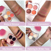 Palette de fards à paupières professionnelle en plastique, format portable, 4 couleurs, pigment mat, fard à paupières nacré chatoyant