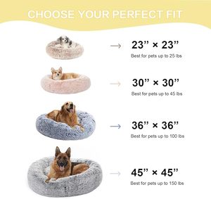 Cama Redonda para Perros Calmante Tipo Donut de <span class=keywords><strong>36</strong></span> Pulgadas, de Piel Sintética Extraíble, Antiestrés, Lavable a Máquina, para Perros Grandes - Product Image 6