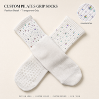 Chaussettes de yoga scintillantes pour femmes, antidérapantes, avec grip en silicone transparent, chaussettes de performance à strass