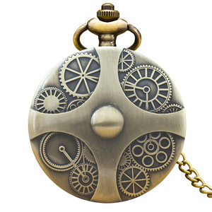Diversi modelli catena pendente quarzo bronzo cassa orologio 47MM ingranaggio orologi da tasca cavi - Product Image 3