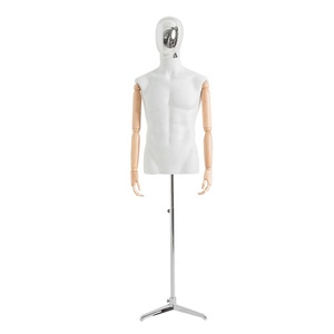 Venta al por mayor Boutique adulto de fibra de vidrio de la parte superior del Torso ropa maniquí niños Torso ajustable brazo de madera con cromo cabeza - Product Image 4